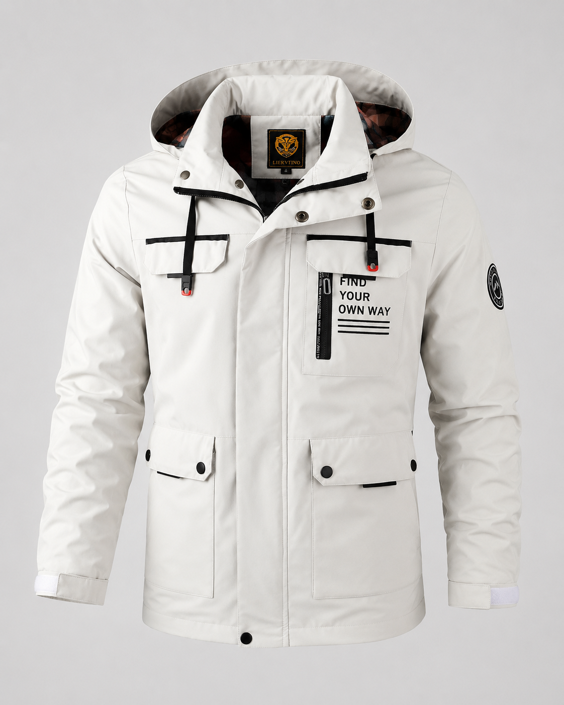 Men's Hooded Utility Parka - Storm Flap Multi Pocket