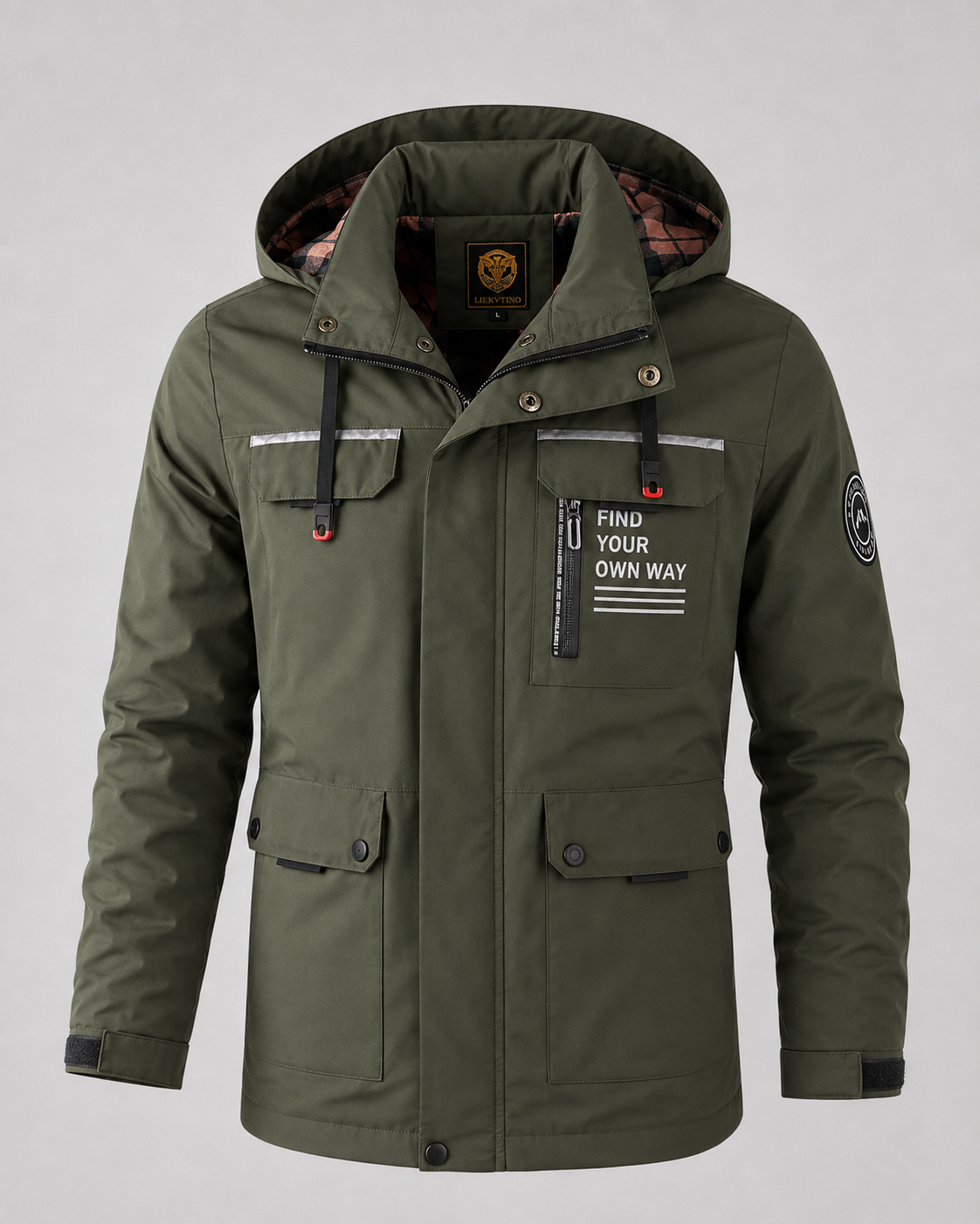 Men's Hooded Utility Parka - Storm Flap Multi Pocket