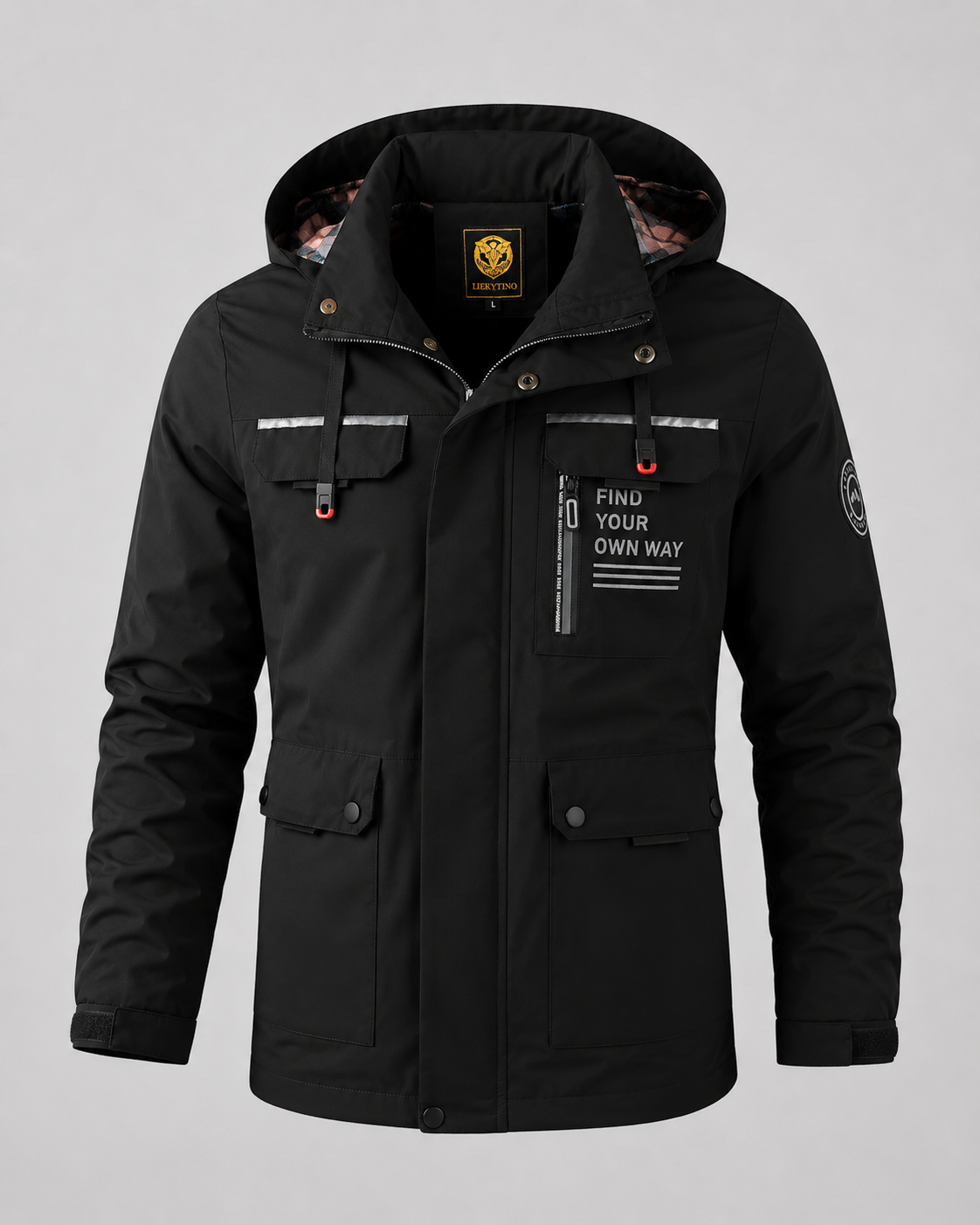 Men's Hooded Utility Parka - Storm Flap Multi Pocket