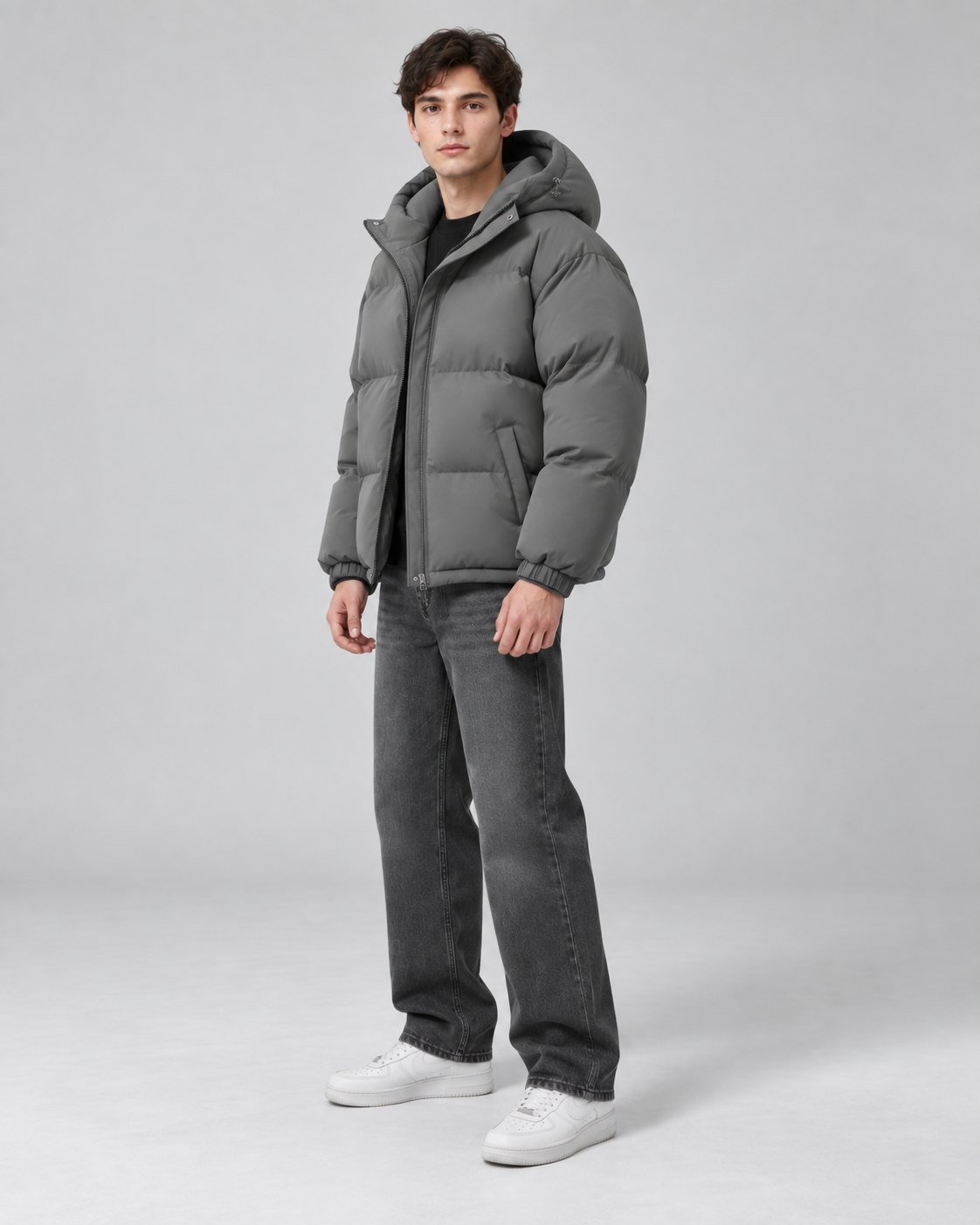 Men's Insulated Puffer Jacket - Hooded Relaxed Fit