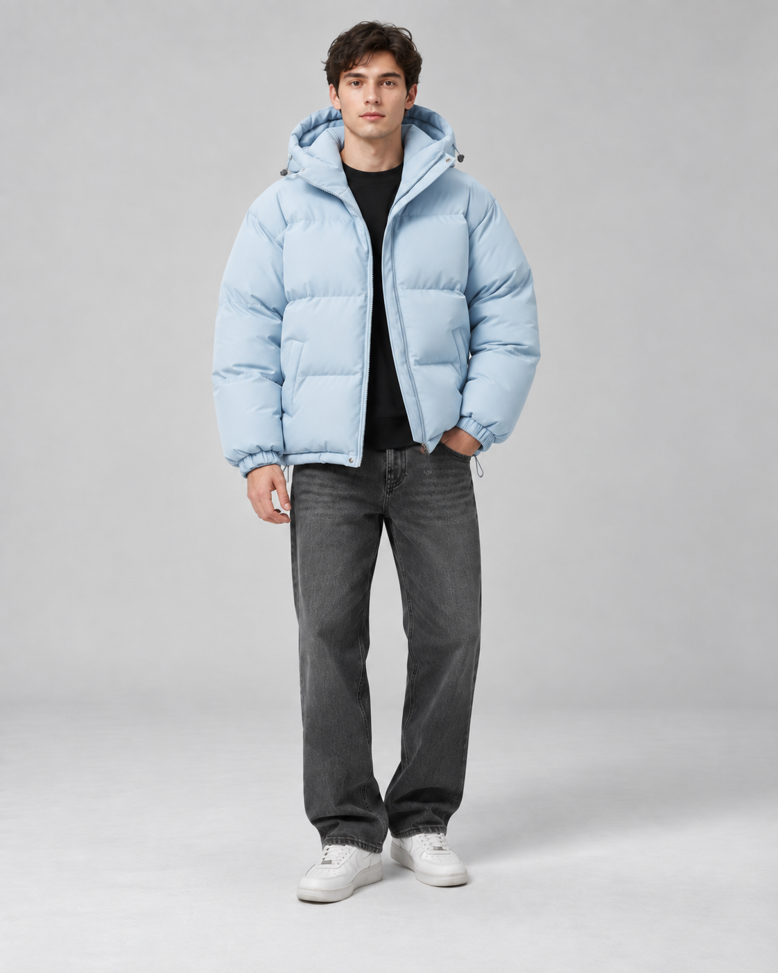 Men's Insulated Puffer Jacket - Hooded Relaxed Fit