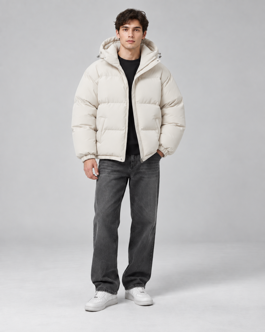 Men's Insulated Puffer Jacket - Hooded Relaxed Fit