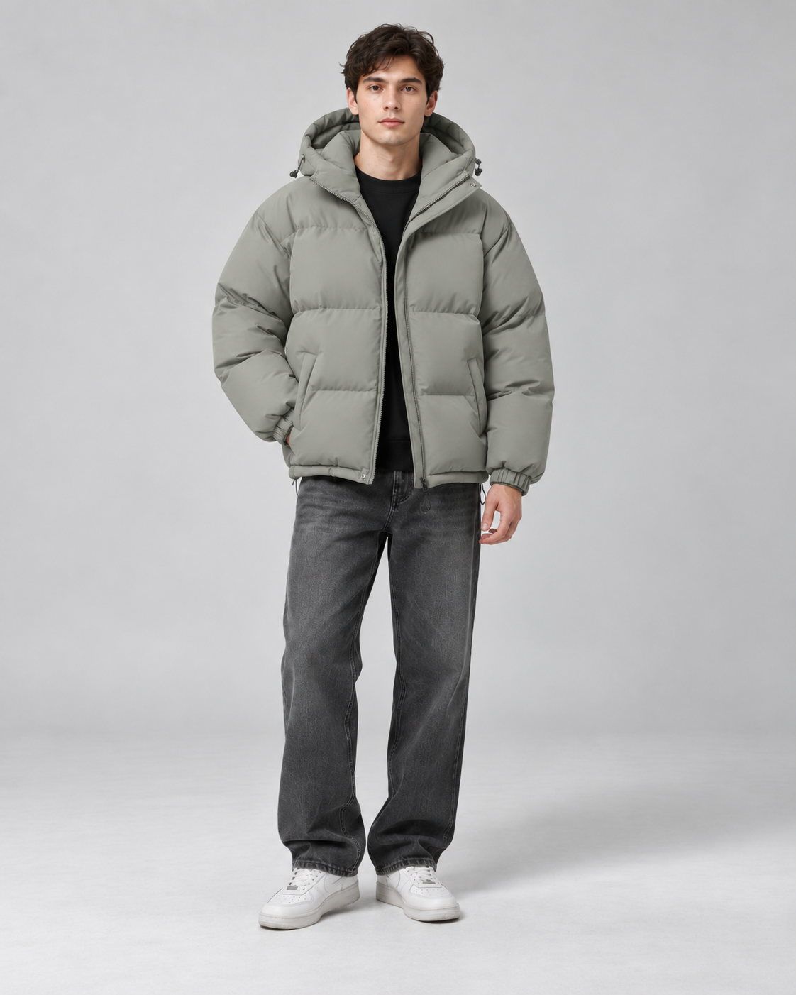 Men's Insulated Puffer Jacket - Hooded Relaxed Fit
