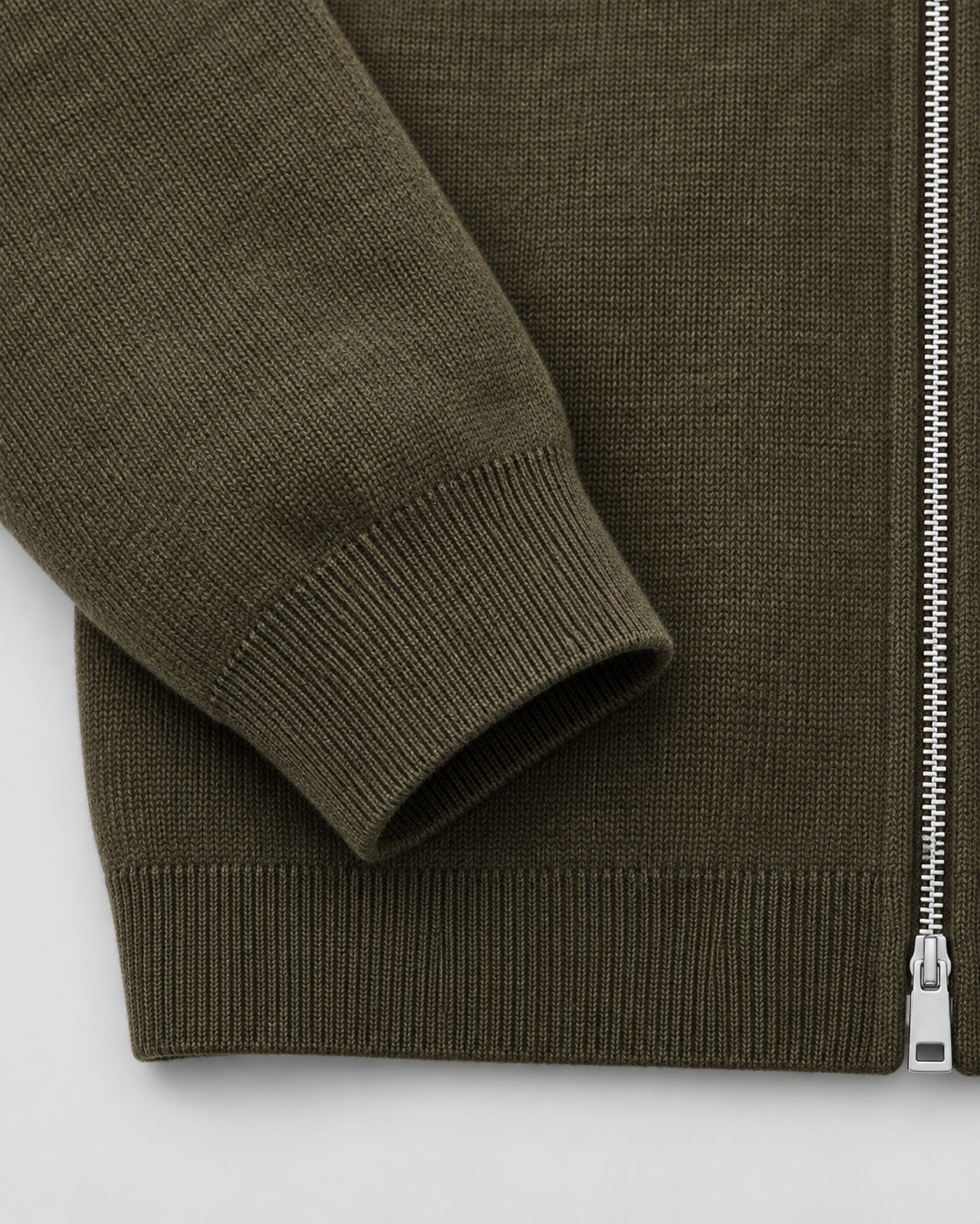 Men's Knit Zip Jacket - Shirt Collar Chest Pockets