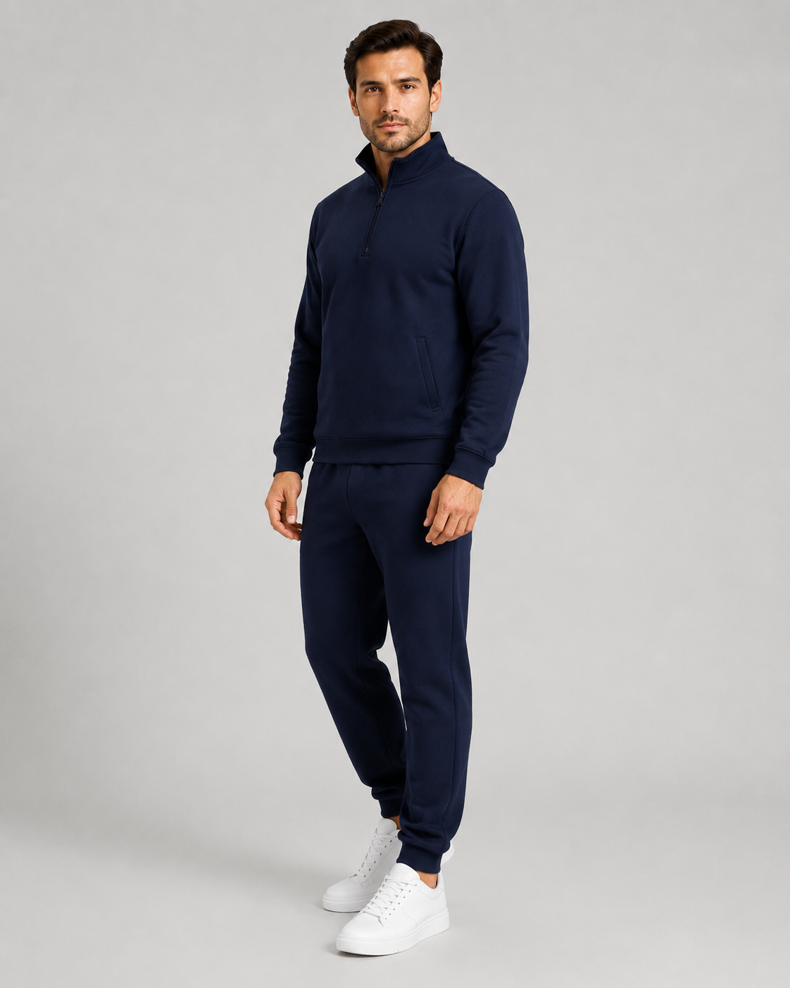 Men's Quarter-Zip Tracksuit Set - Tapered Joggers
