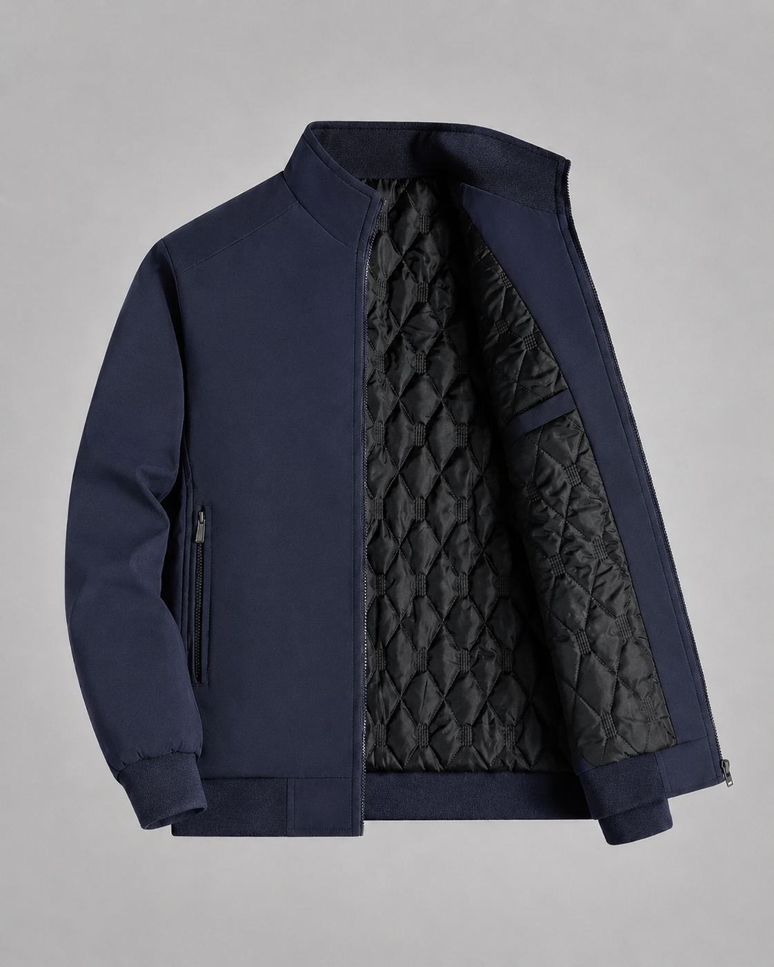 Men’s Quilted Lined Stand Collar Jacket