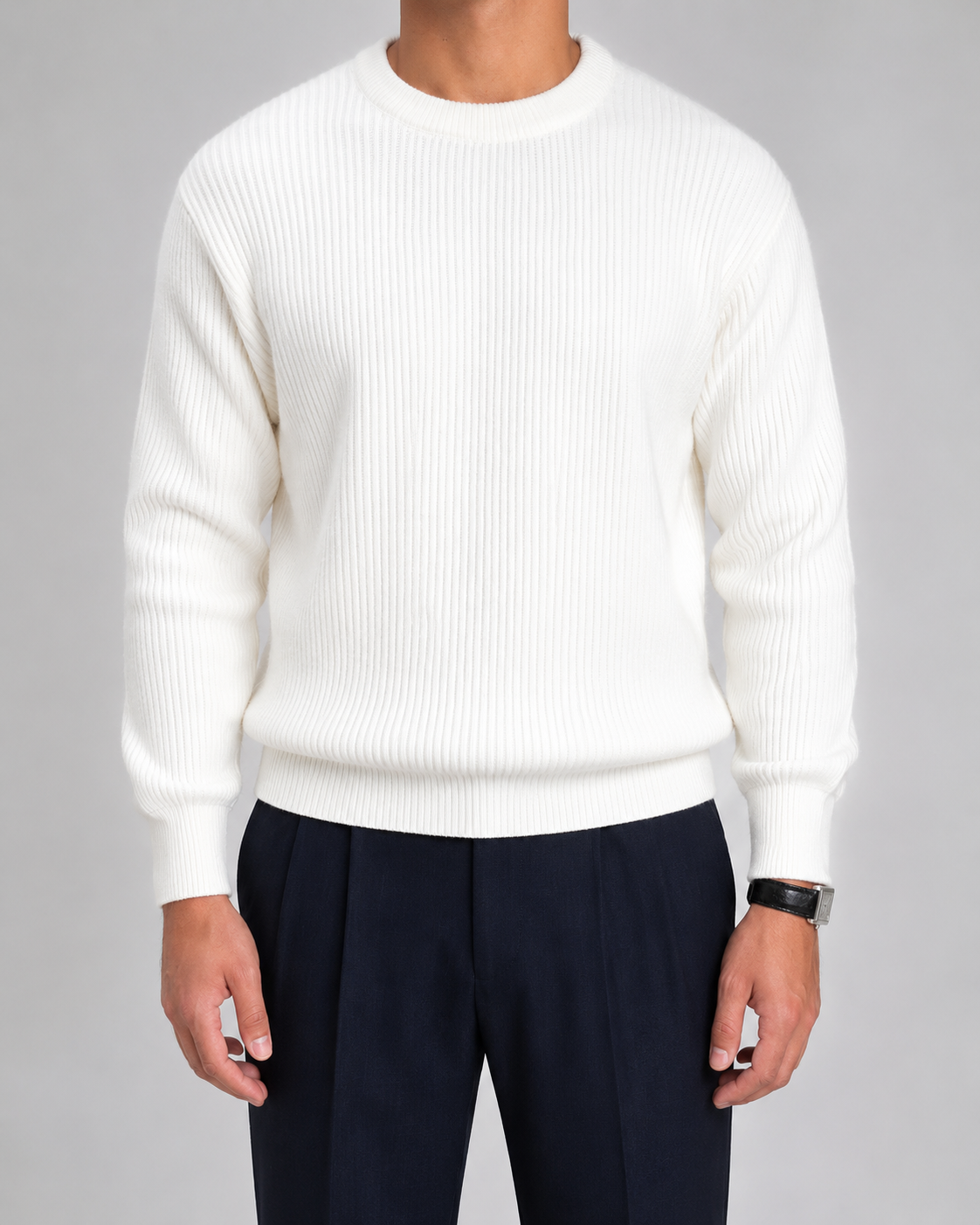 Men's Ribbed Knit Crewneck Sweater