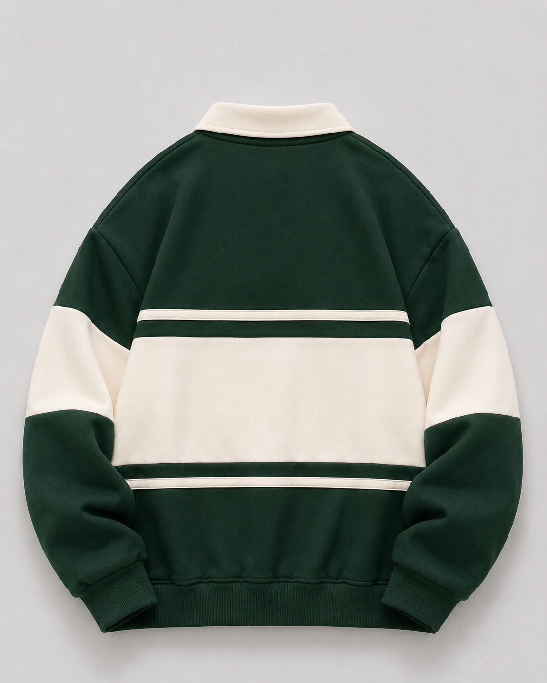 Men's Rugby Polo Sweater - Color Block Long Sleeve Relaxed Fit