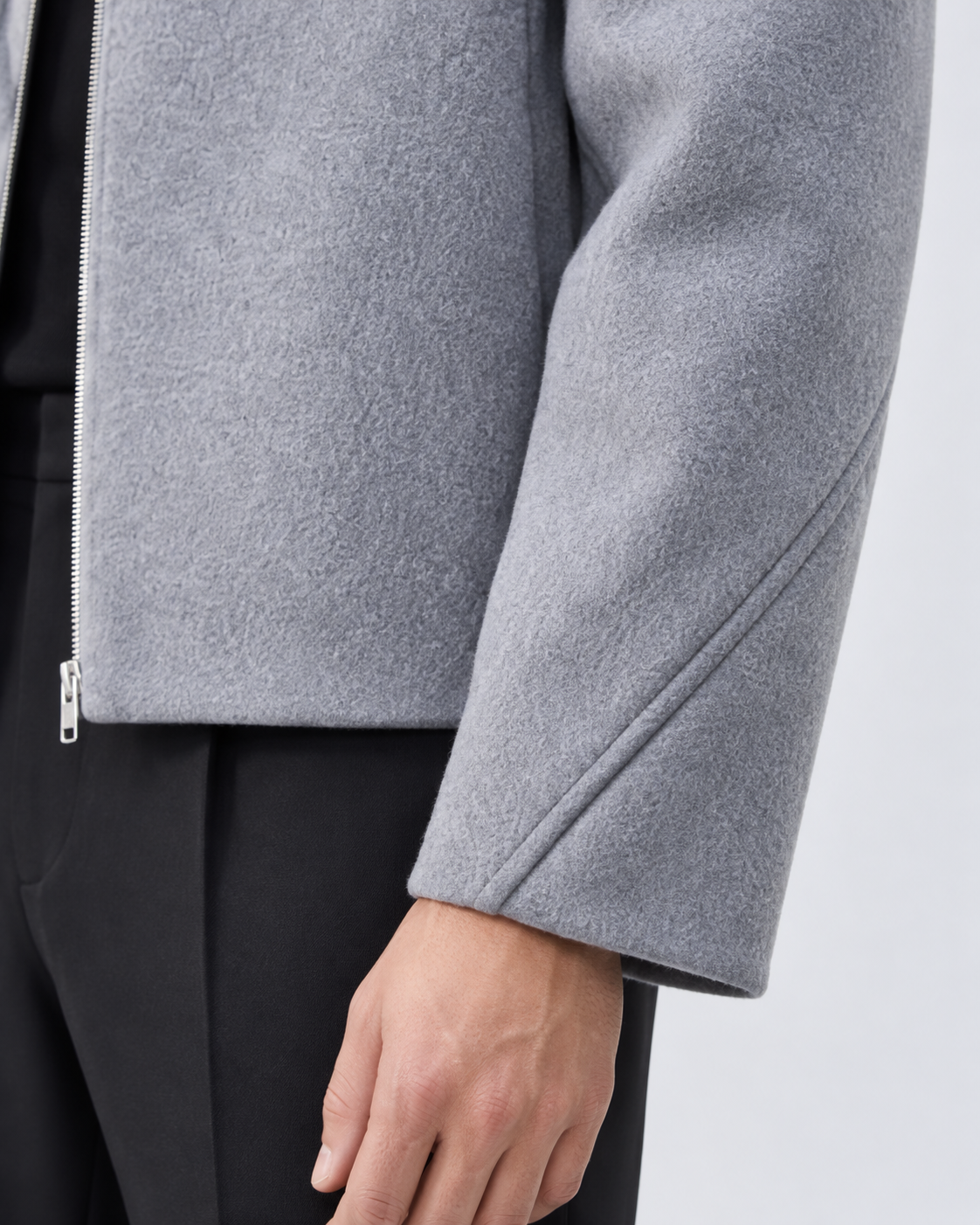 Men's Short Wool Jacket - Full Zip Boxy Fit