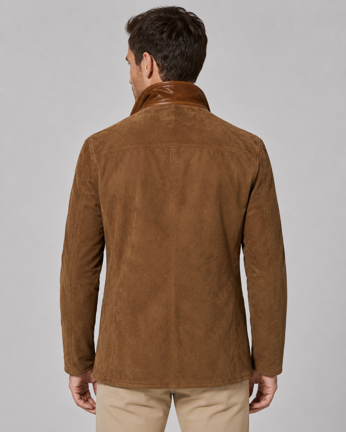 Suede Look Contrast Trim Three Button Blazer Jacket