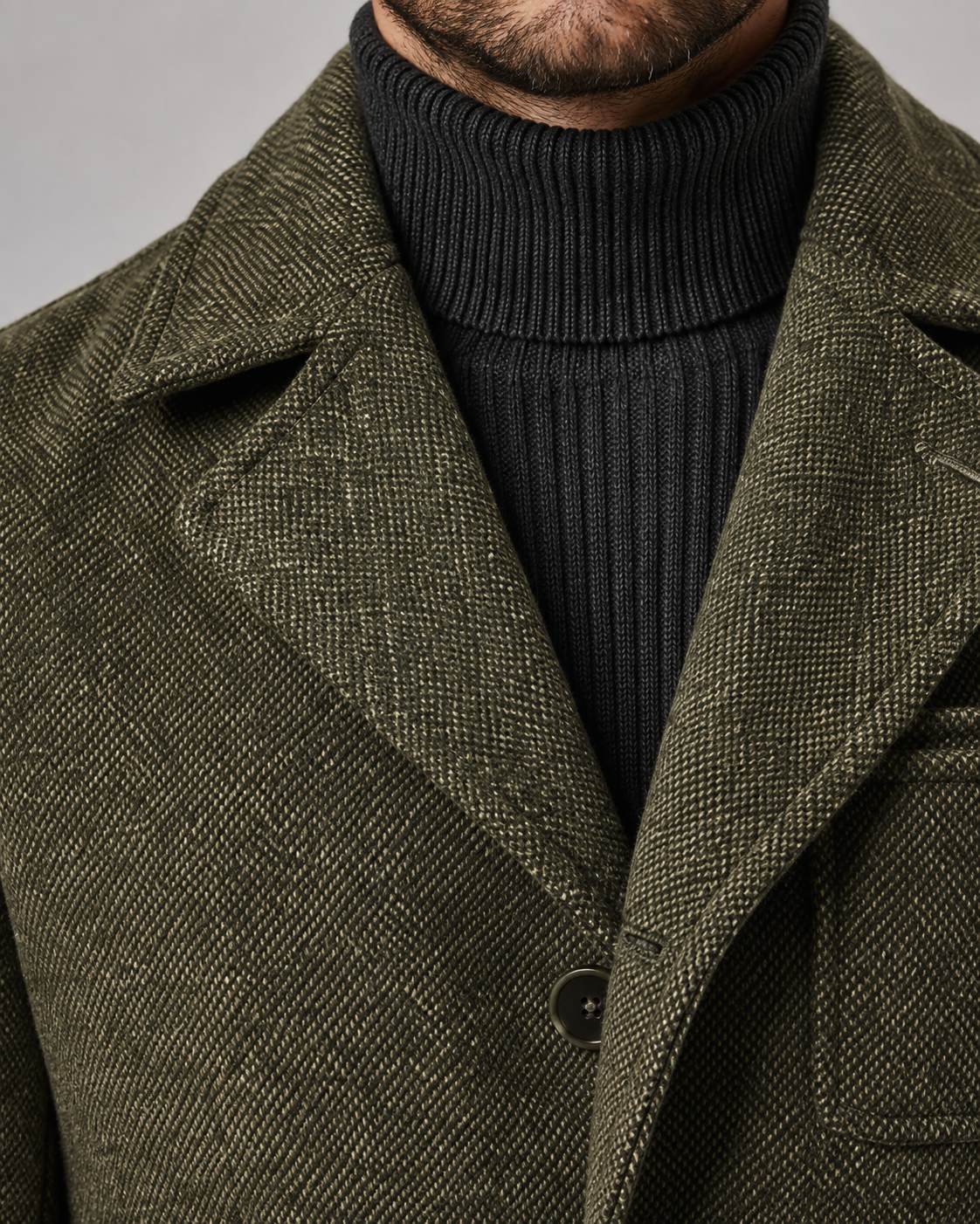 Men's Textured Wool Blazer - Notch Lapel Tailored Fit