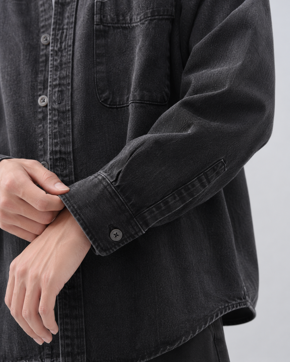 Men's Washed Denim Shirt Jacket Relaxed Fit