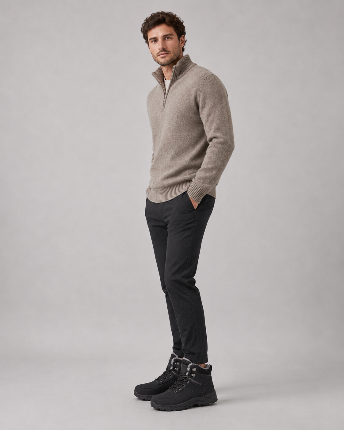Men's Winter Boots - Plush-Lined Ankle Style
