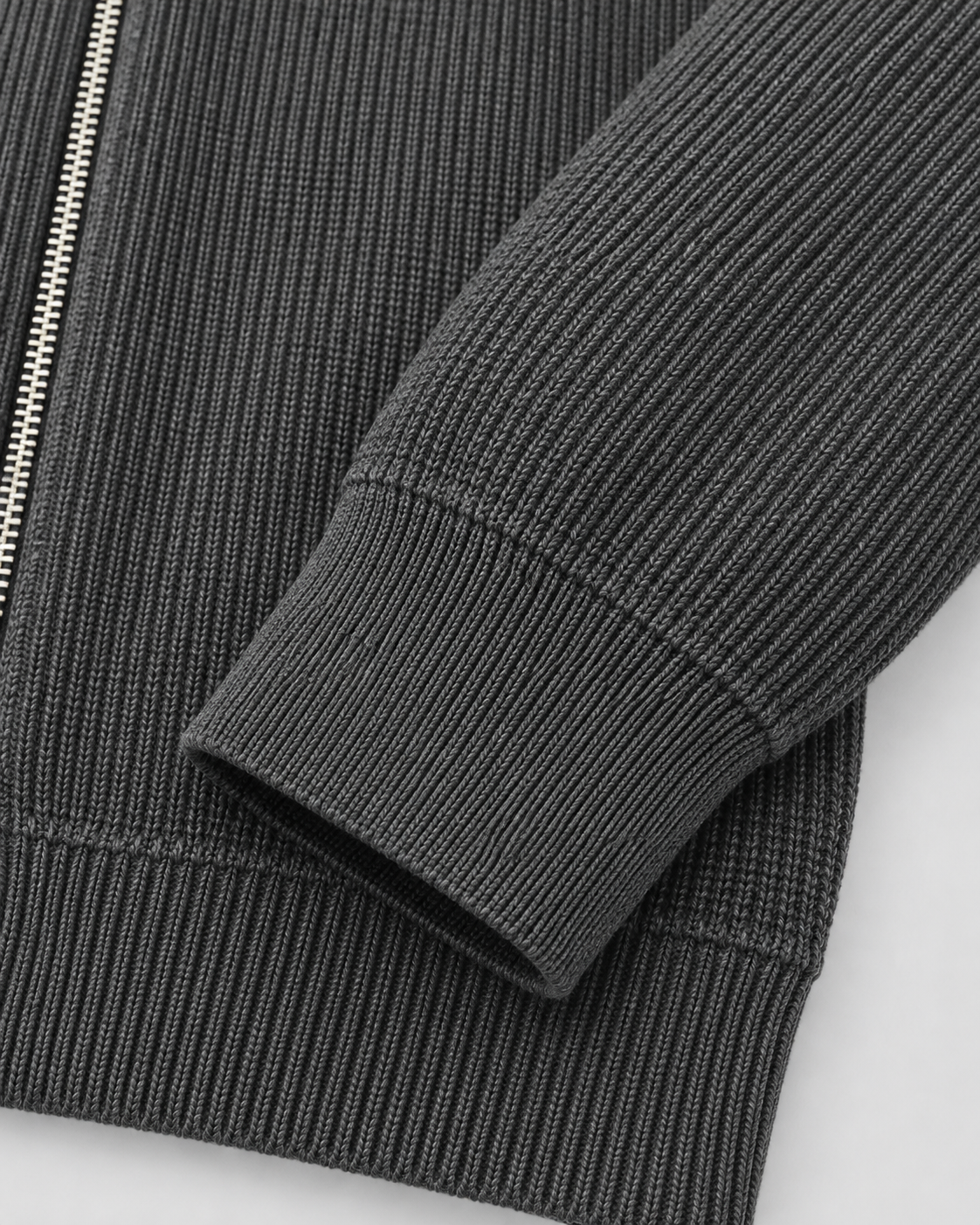 Men's Zip Sweater - Ribbed Knit Stand Collar
