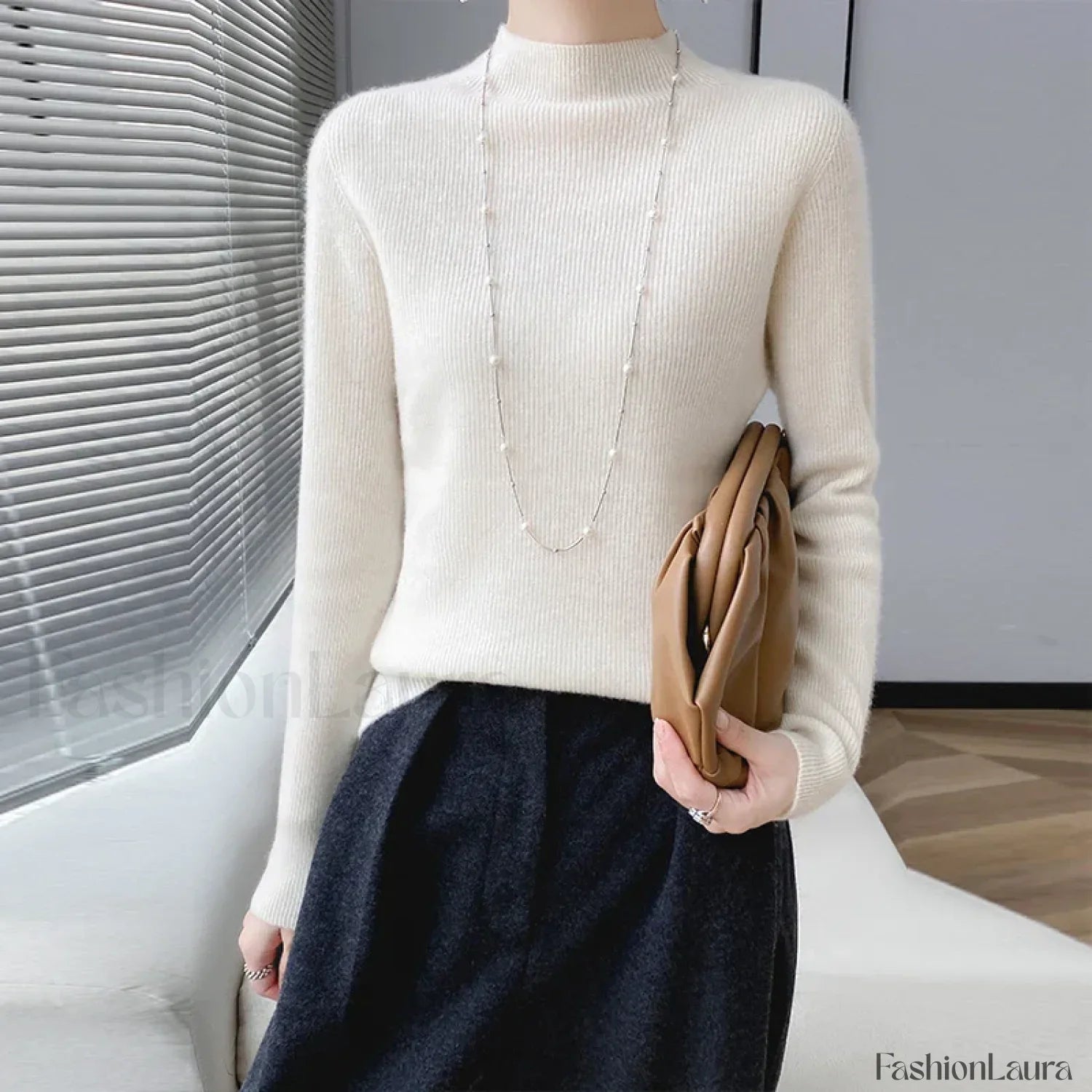 Merino Women's Half-Neck Pullover Slim Knit Bottoming Long Sleeve Cashmere Sweater