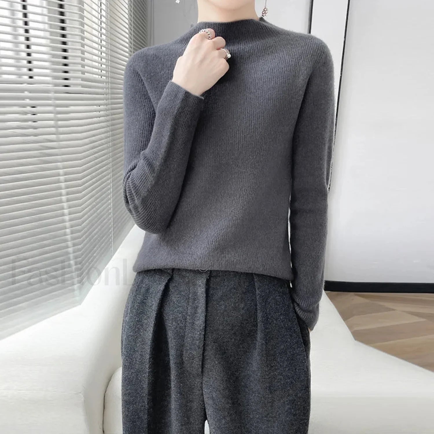 Merino Women's Half-Neck Pullover Slim Knit Bottoming Long Sleeve Cashmere Sweater