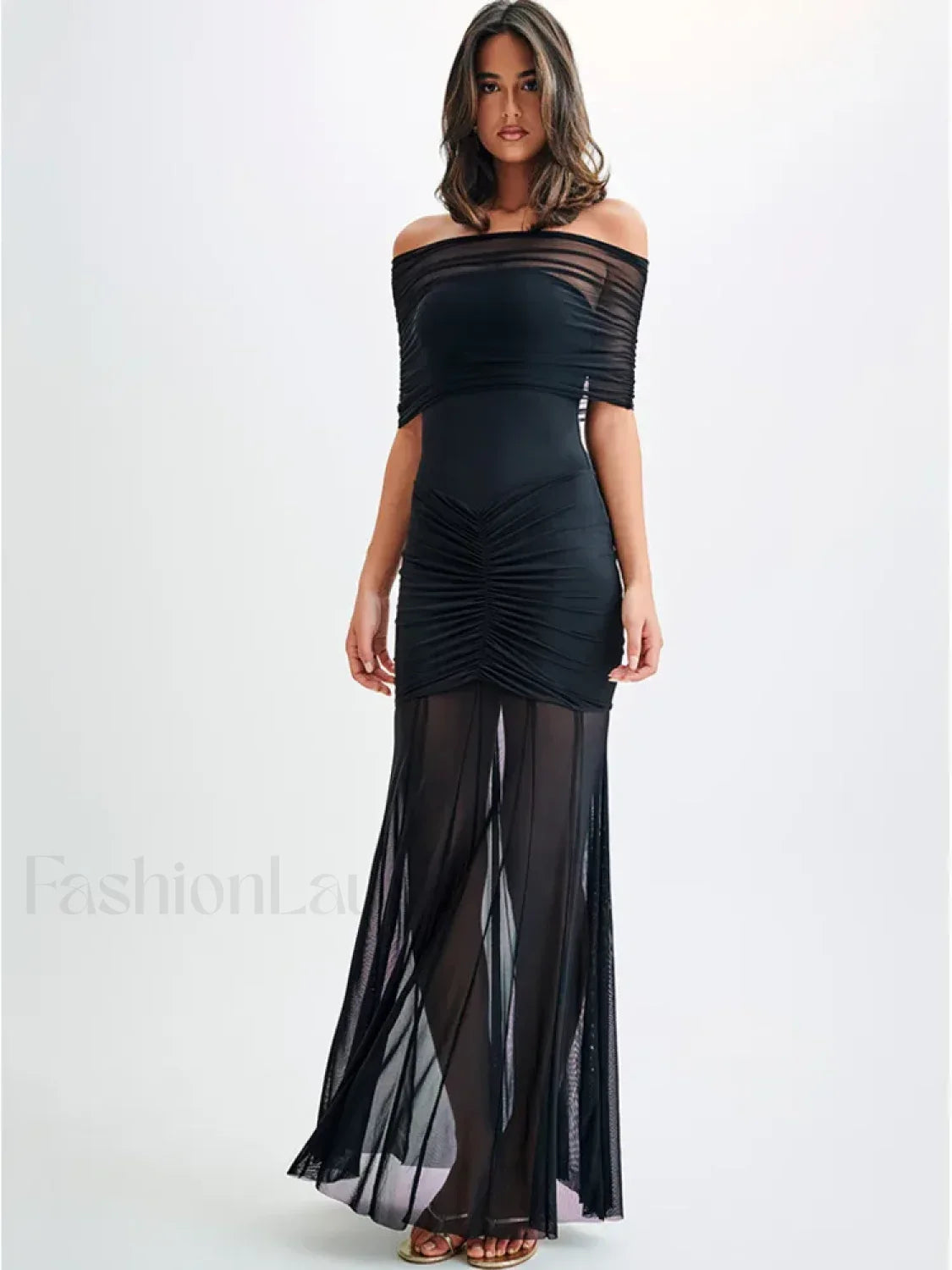 Mesh Double Layer Maxi Dress
