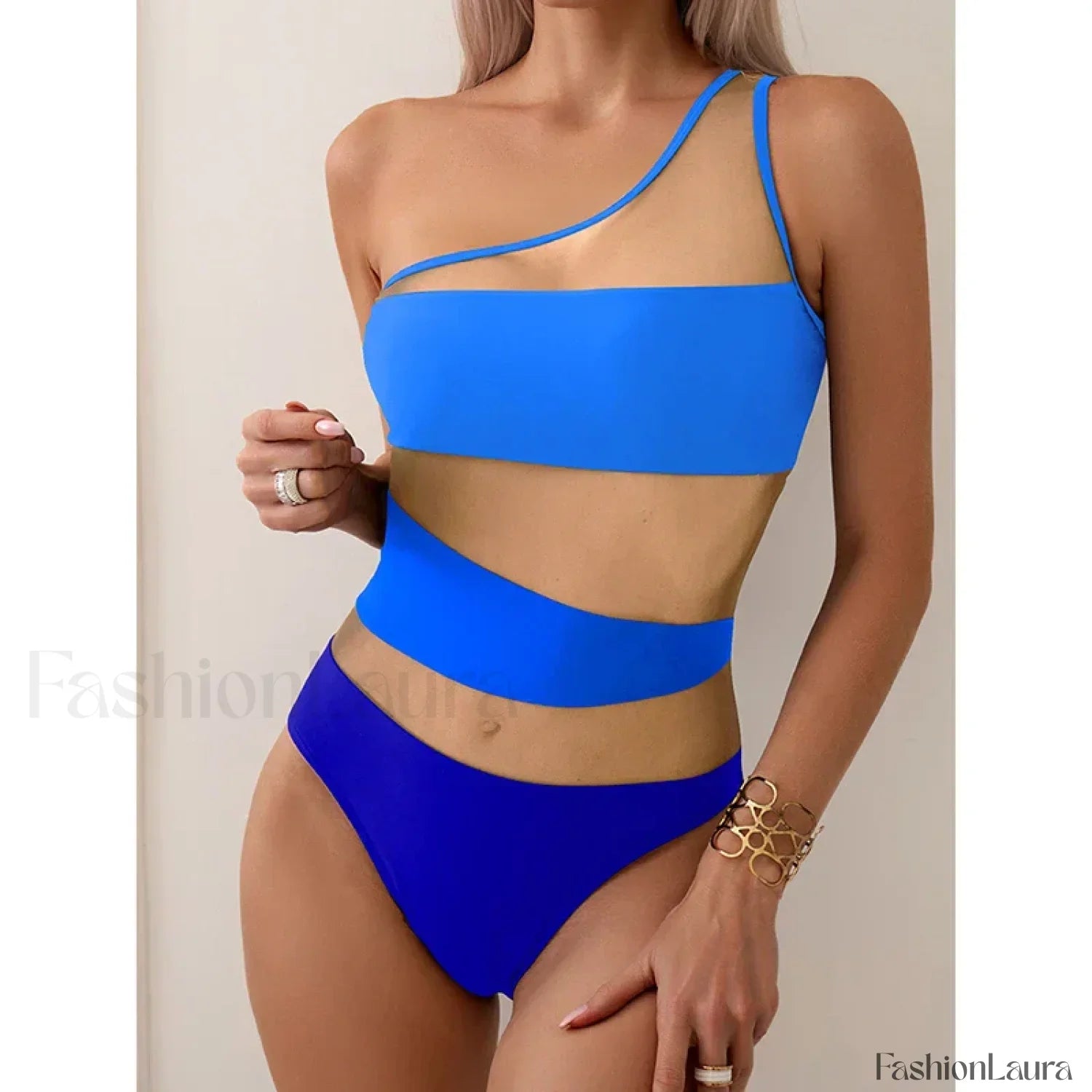Mesh One Shoulder Solid One Piece