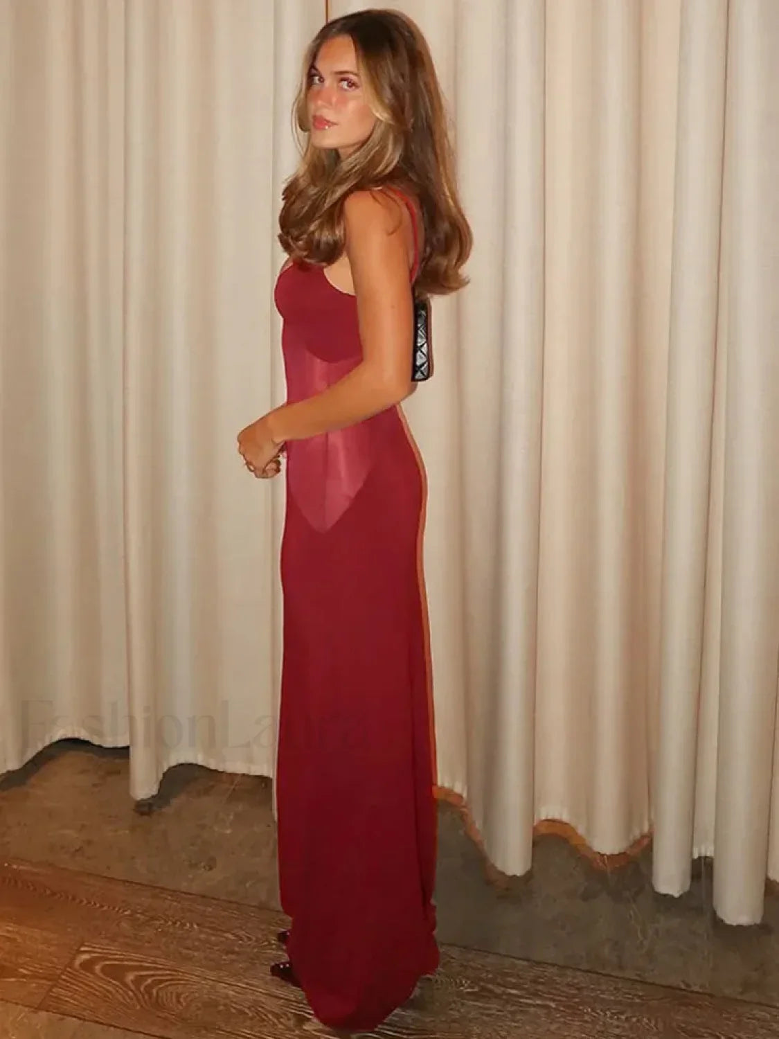 Mesh Patchwork Bodycon Maxi Dress