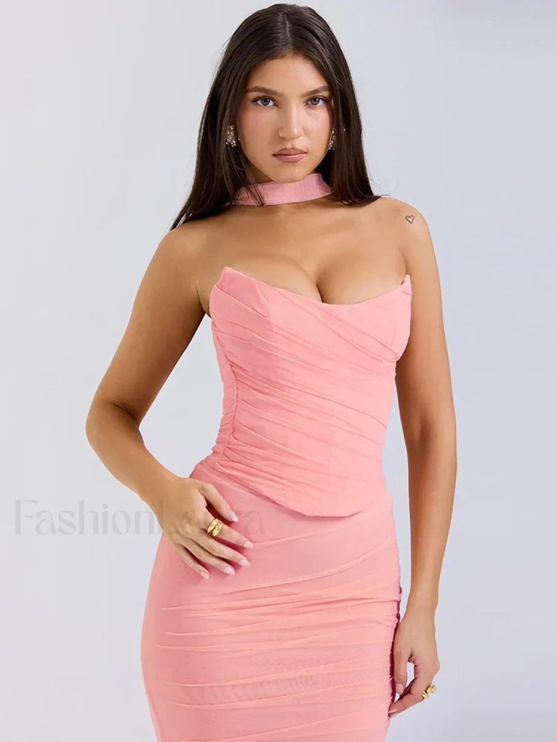 Mesh Patchwork Two Piece Maxi Dress