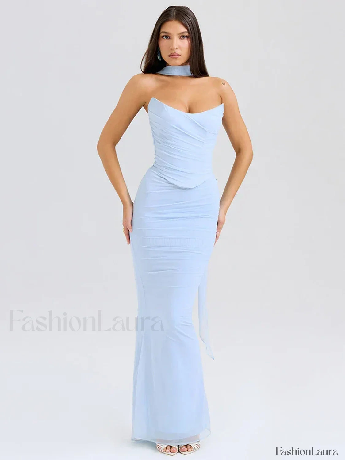 Mesh Patchwork Two Piece Maxi Dress