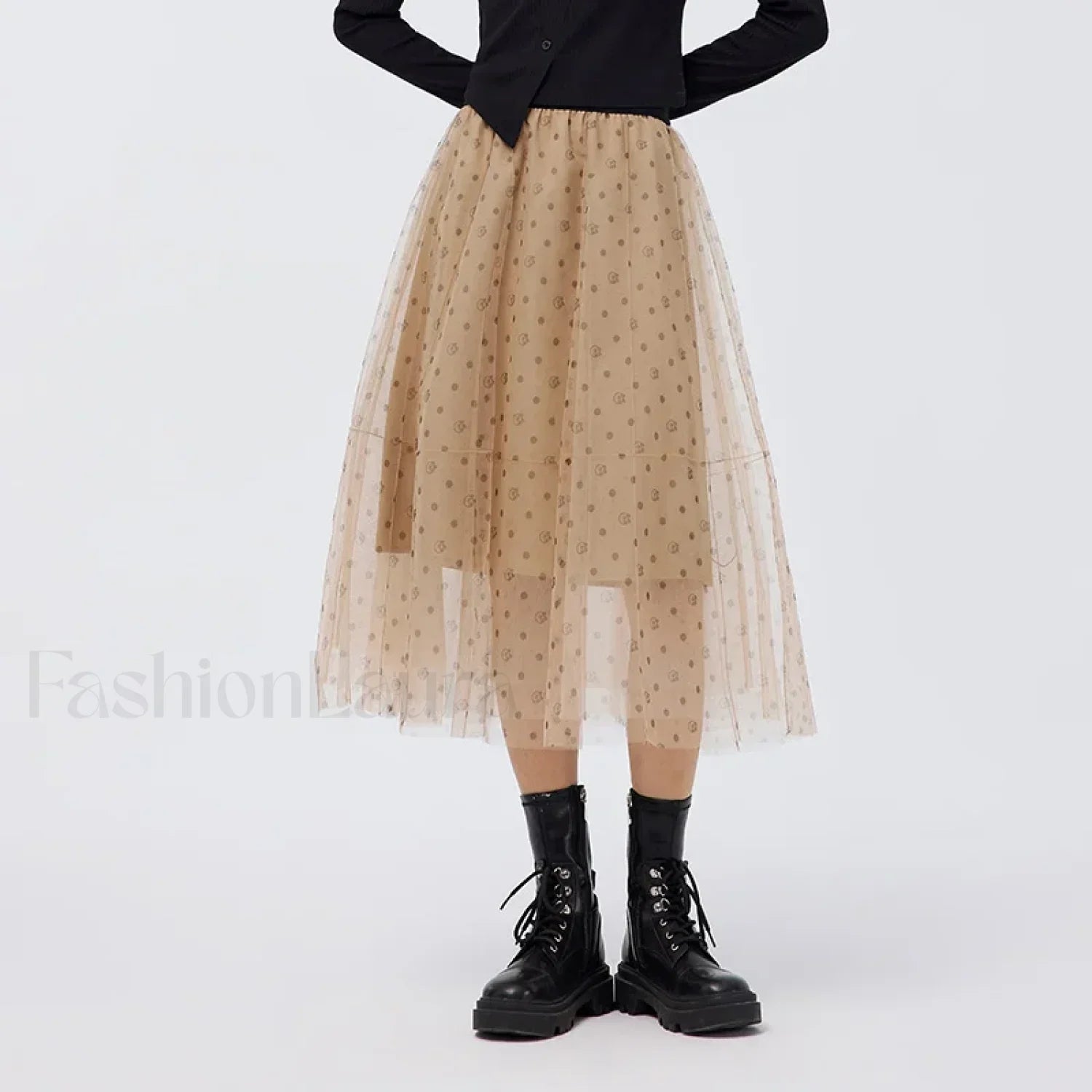 Mesh Polka Dot Umbrella Skirt