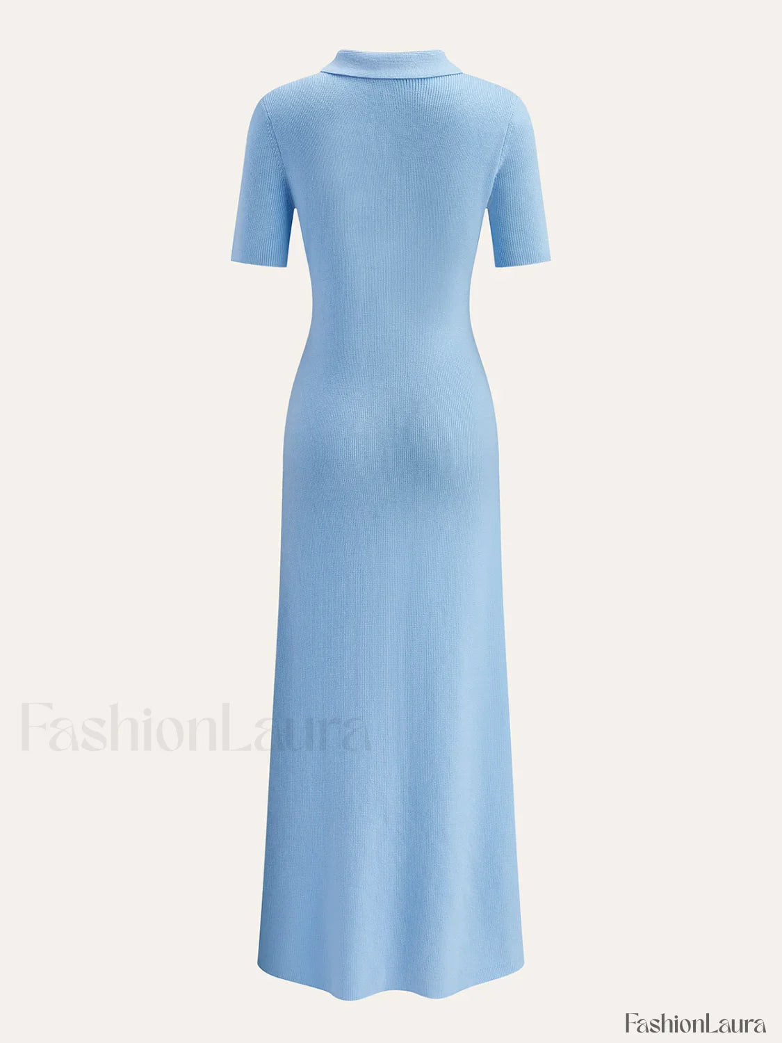 Metal Button Collar Midi Dress