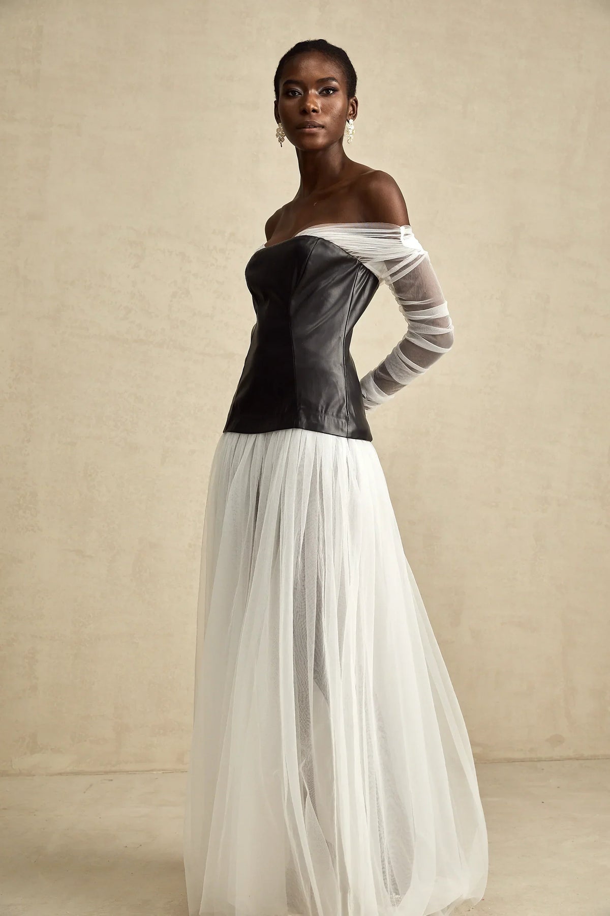 CHIC OFF SHOULDER MESH MAXI DRESS