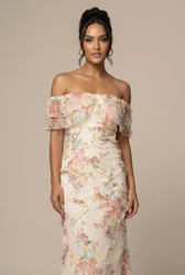 Floral Off Shoulder Ruffle Maxi Dress Wedding Guest 2