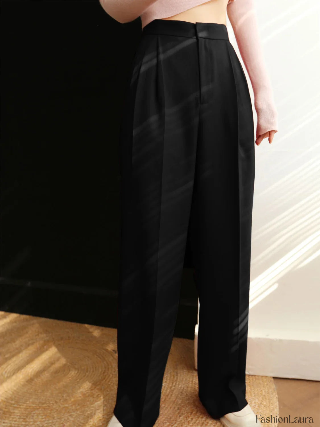 Middle Waist Graceful Pleated Tapered Pants