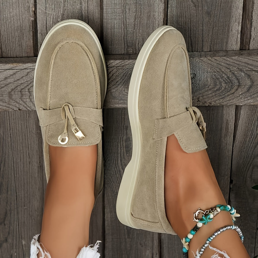 Suede Look Slip On Platform Loafer Sneakers