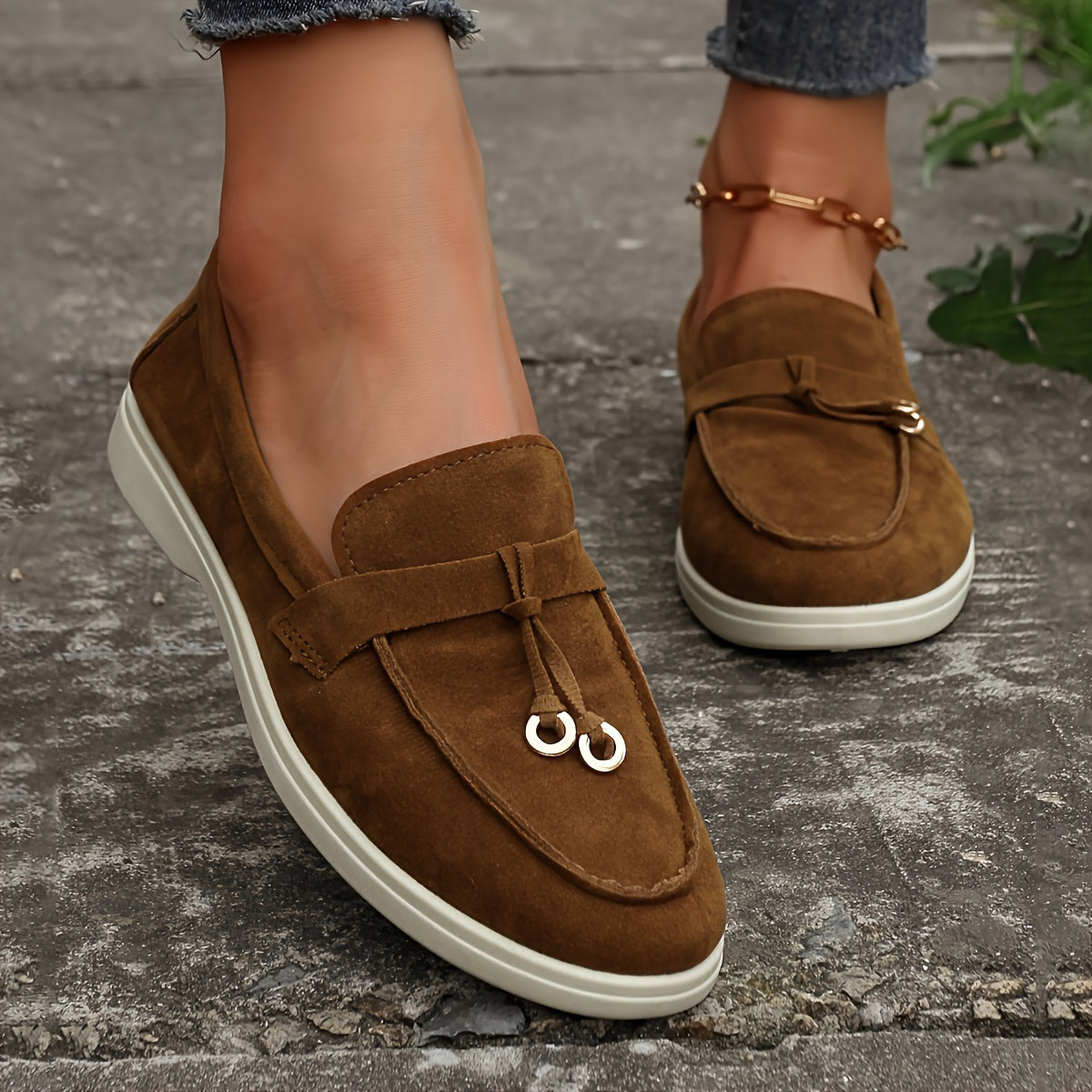 Suede Look Slip On Platform Loafer Sneakers