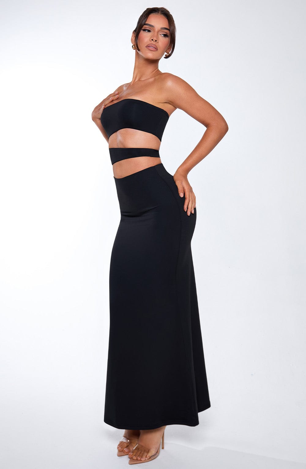 Strapless Double Cut Out Bodycon Mermaid Maxi Dress 7
