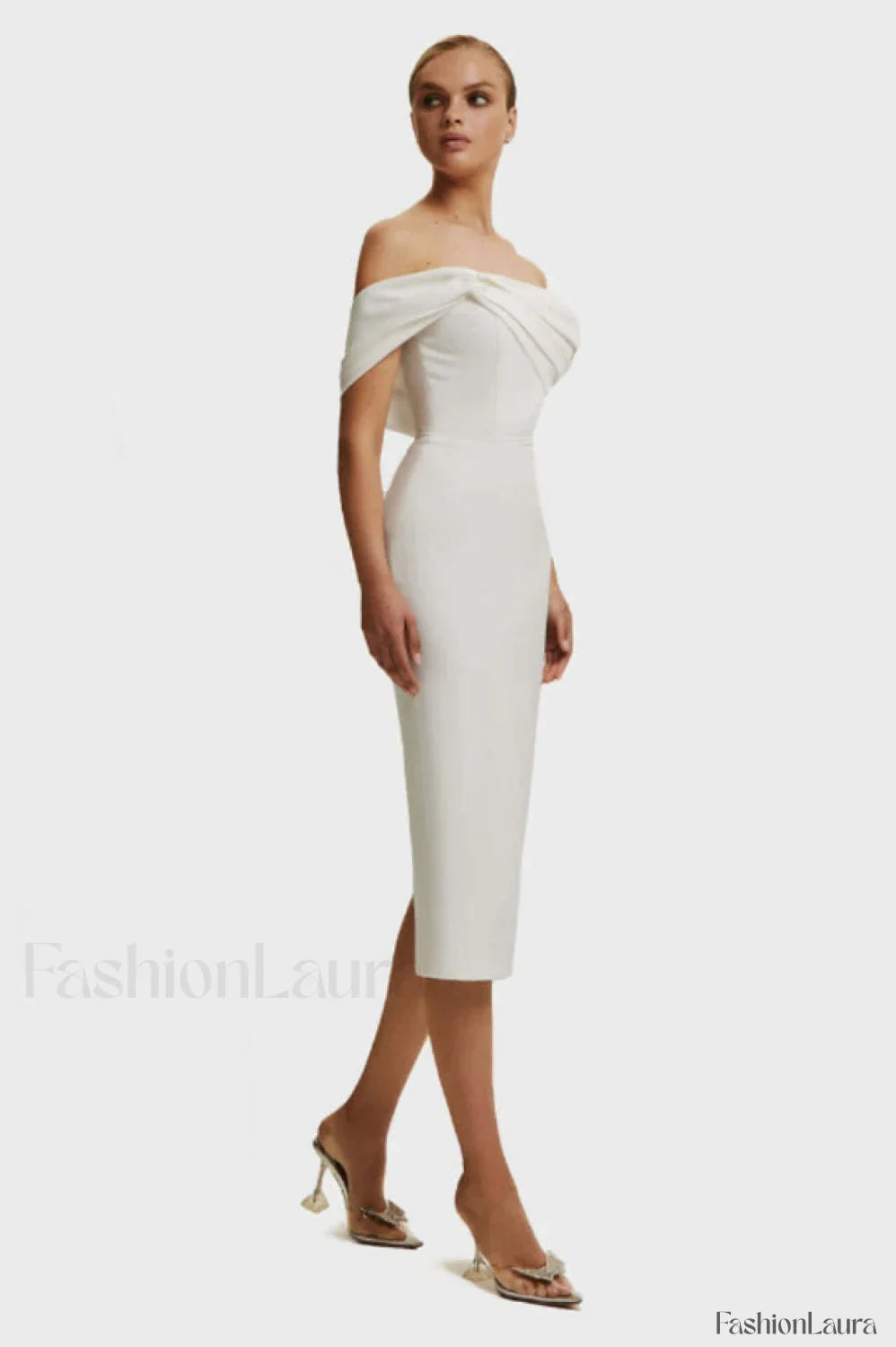 Milla Nova Draped Charming Crepe Midi Dress