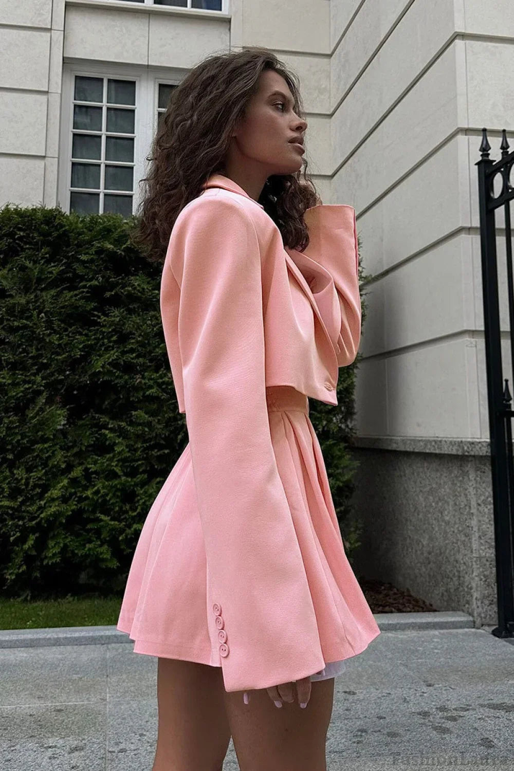 Mini Skirt with Lapel Blazer Two Piece Set