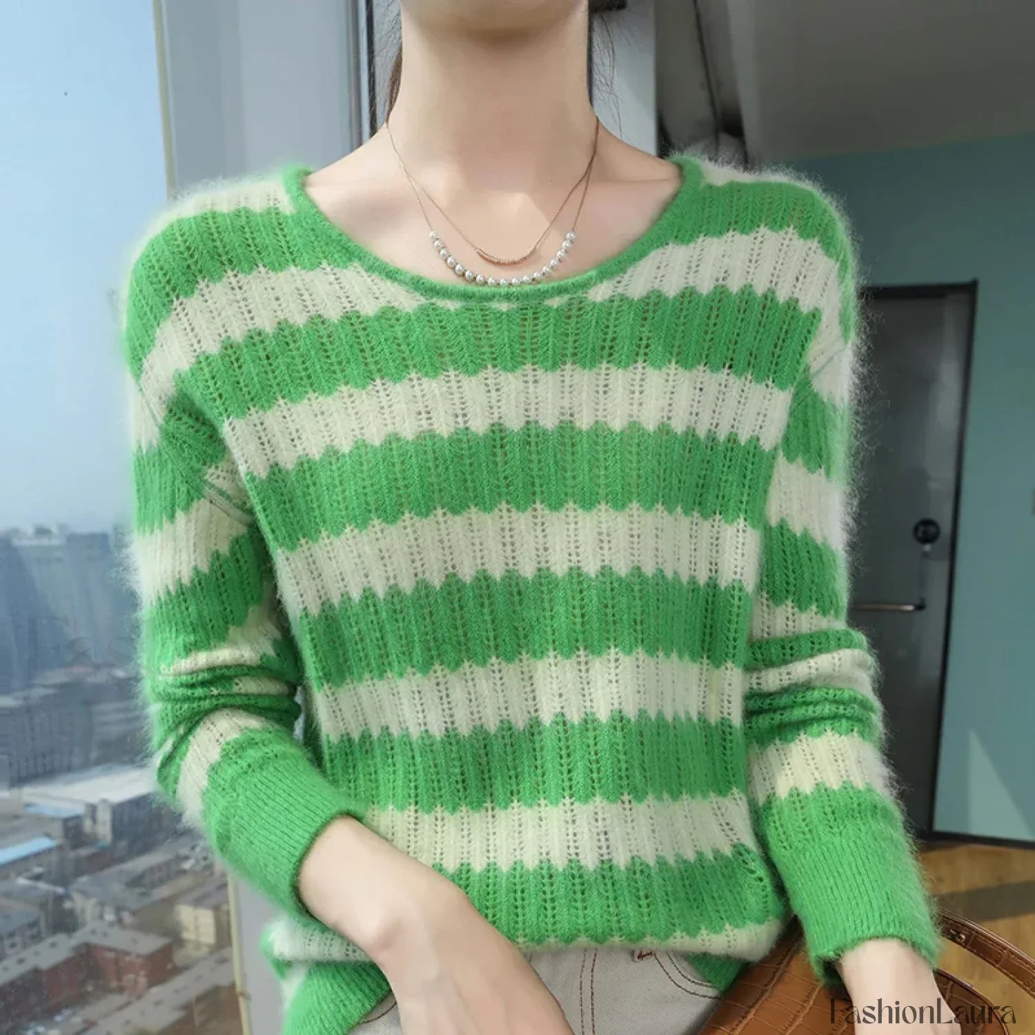 Mink Cashmere Autumn Winter New Women's Round Neck Jumper Fashion Tie Dye Warm Sweater