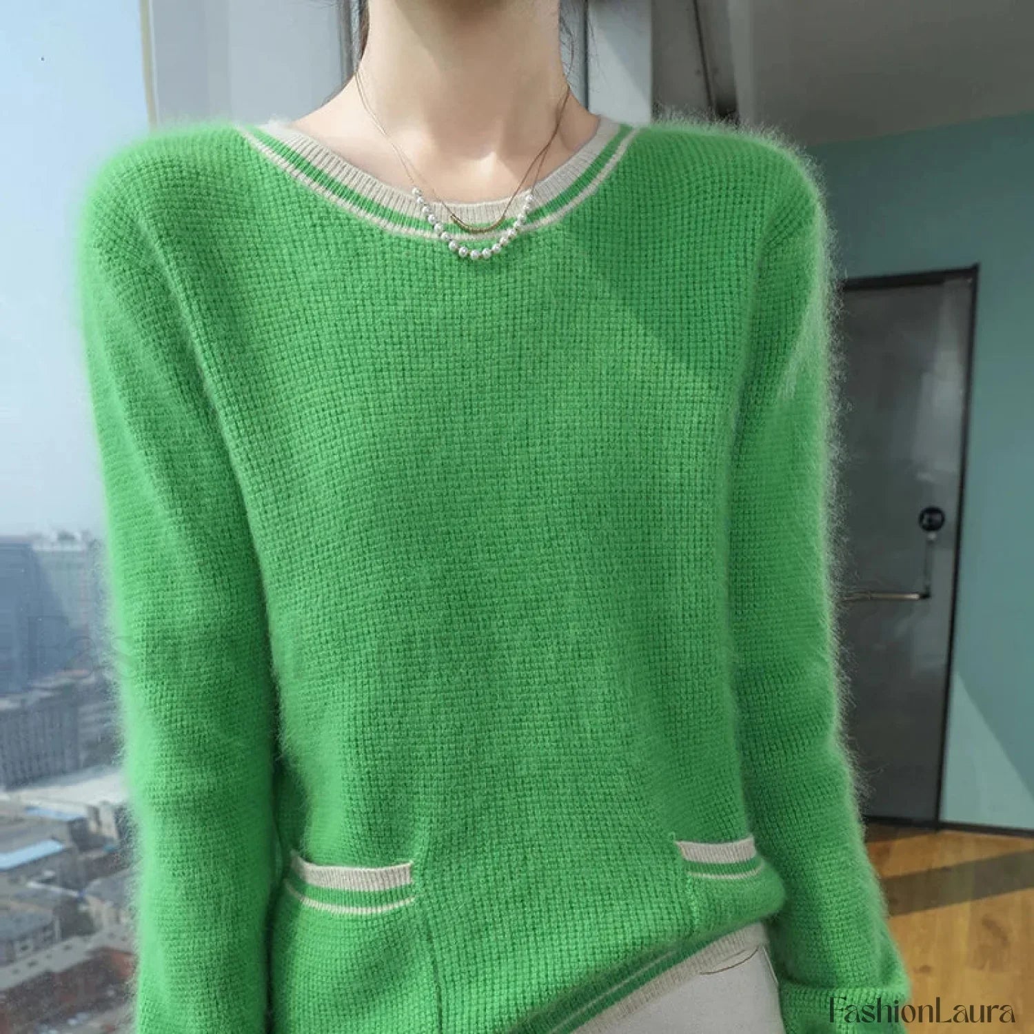 Mink Cashmere Autumn Winter New Women's Round Neck Pullover Fashion Solid Color Warm Sweater