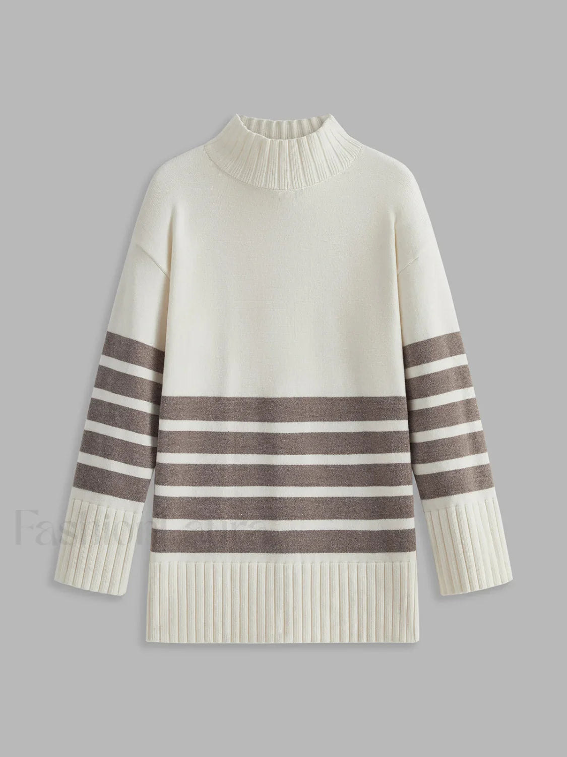 Miss Paris Mock Neck Stripe Sweater
