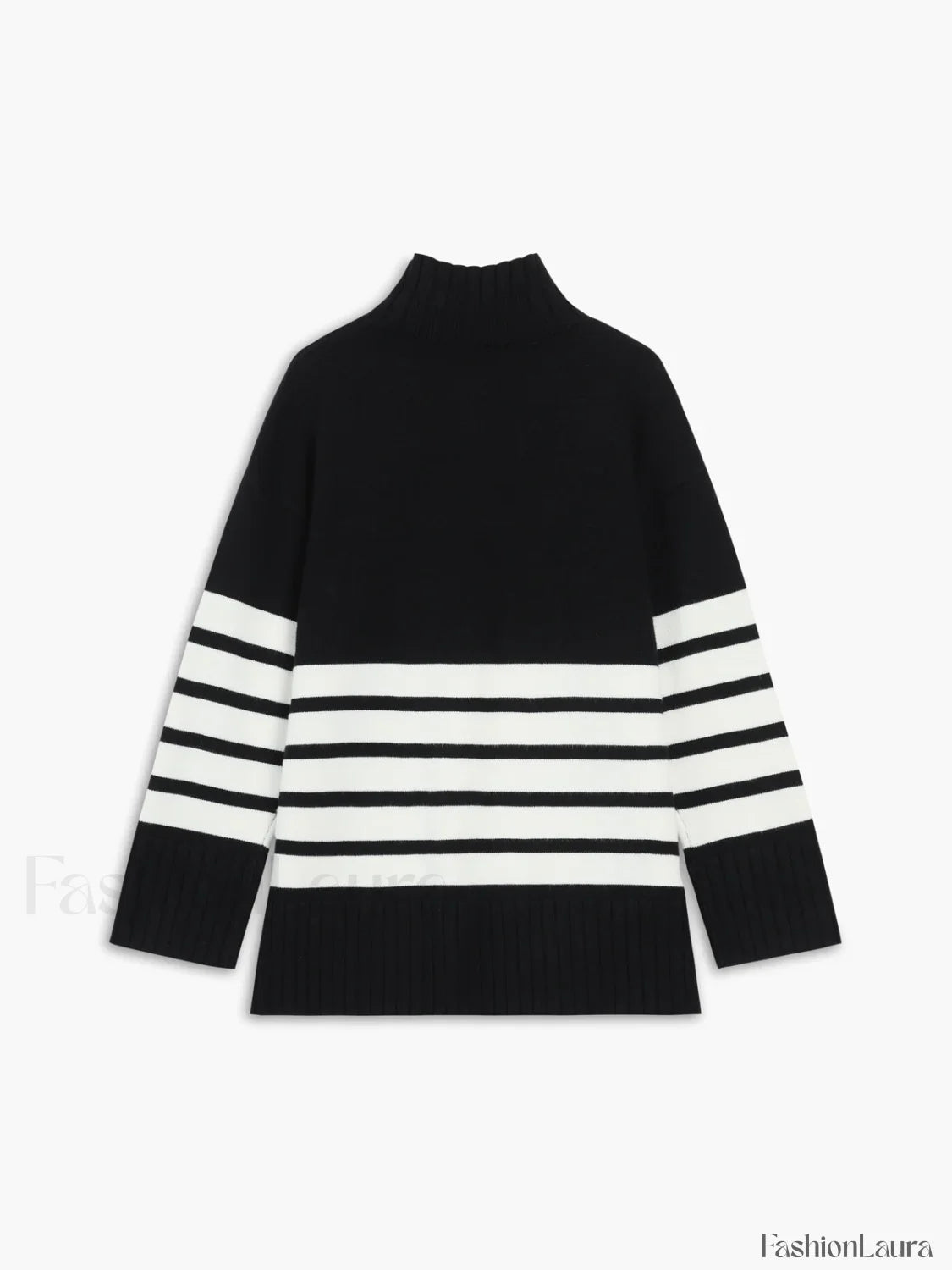 Miss Paris Mock Trendy Neck Stripe Sweater
