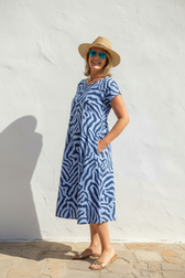 Animal Print Short Sleeve Pocket A-Line Midi Dress 2