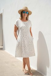 Animal Print Short Sleeve Pocket A-Line Midi Dress 17