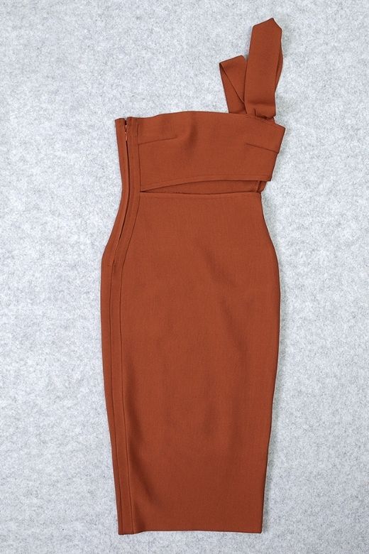 Molly Bandage Midi Dress - Tan Brown