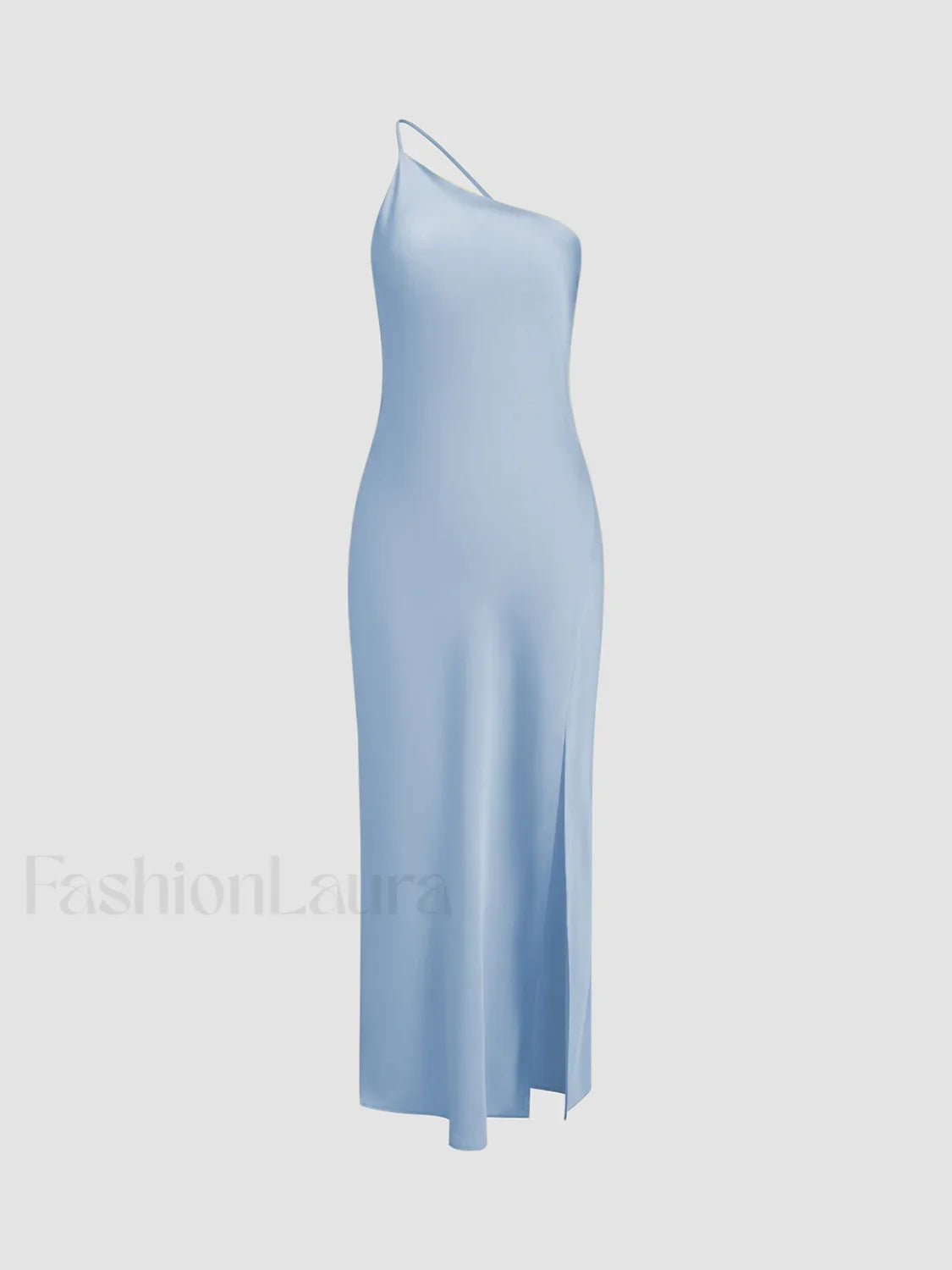 Moonlight Open Back Trendy Satin Slit Long Dress Blue / S Dresses