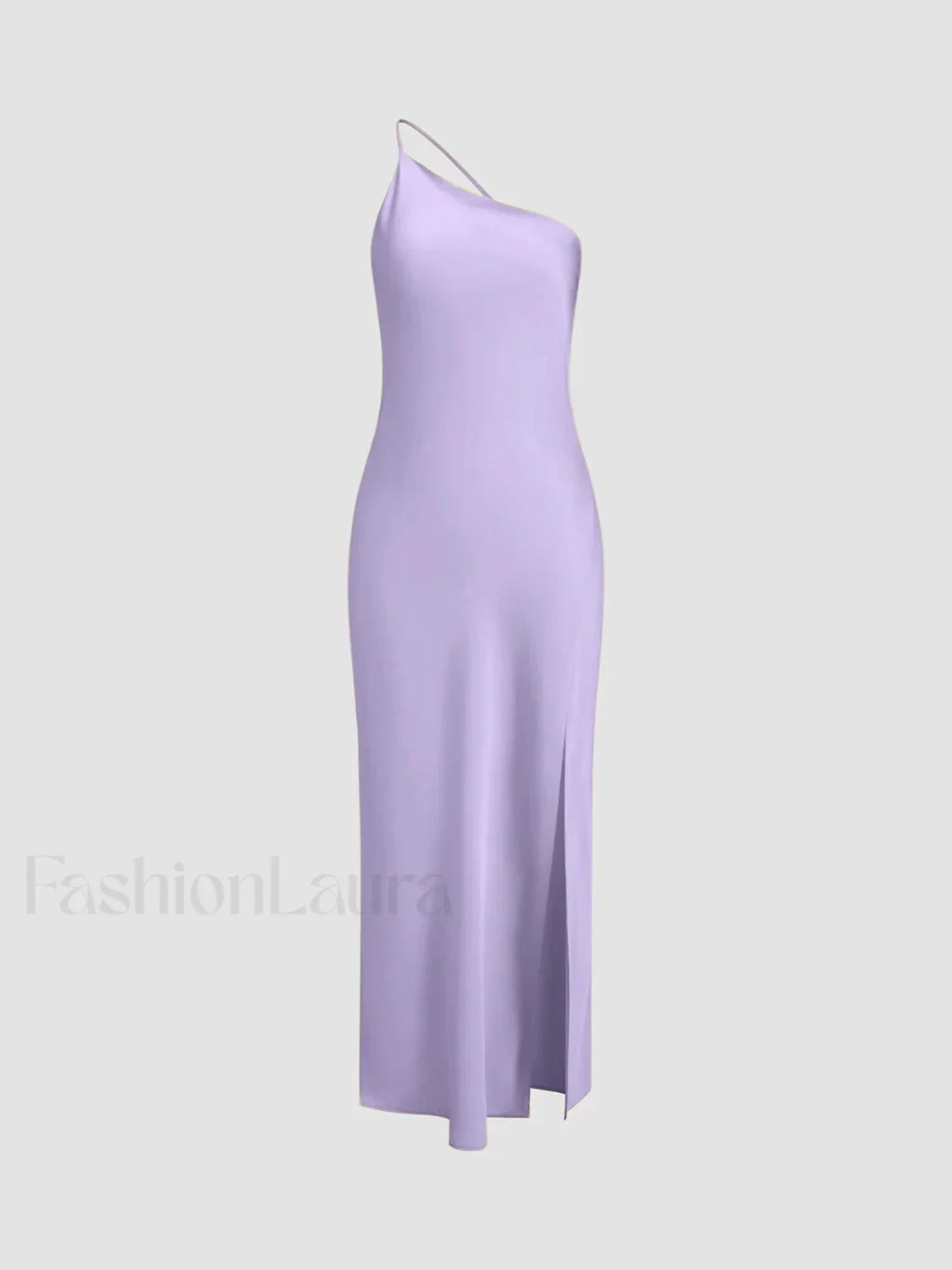 Moonlight Open Back Trendy Satin Slit Long Dress Purple / S Dresses