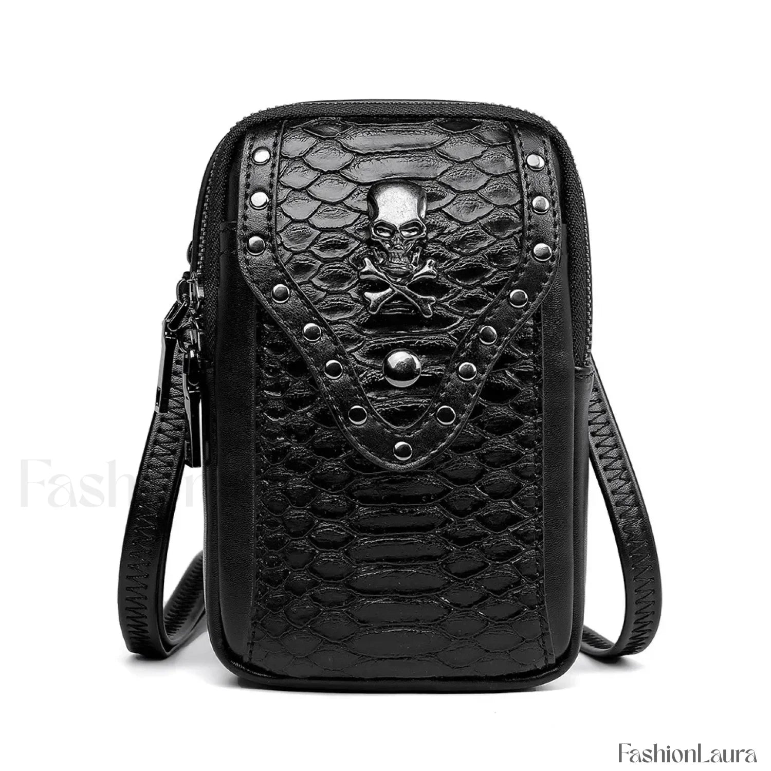 Motorcycle Skull Snake Pattern Ladies Punk Outdoor Travel Lipstick Mobile Phone Bag