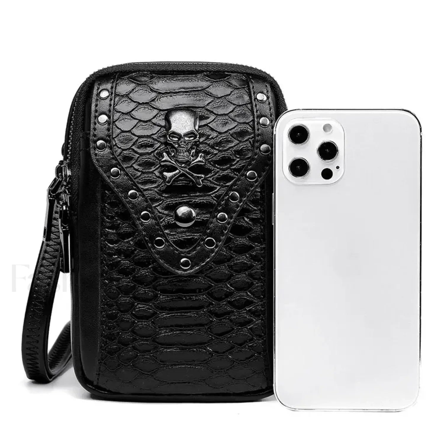 Motorcycle Skull Snake Pattern Ladies Punk Outdoor Travel Lipstick Mobile Phone Bag