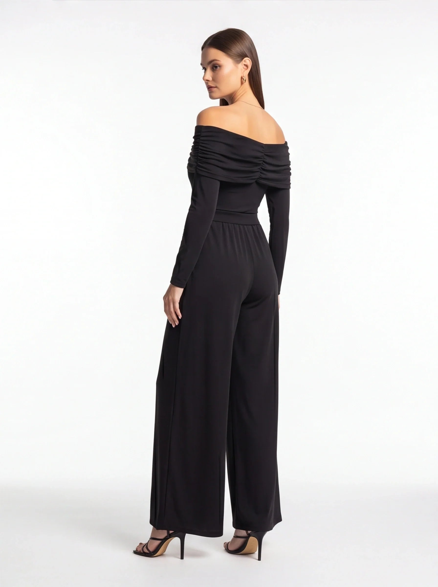 Elegant Off-Shoulder Dressy Jumpsuit for Women with Pockets & Belt