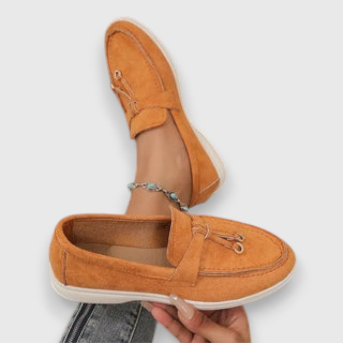 Suede Look Bead Tassel Slip On Loafers 5