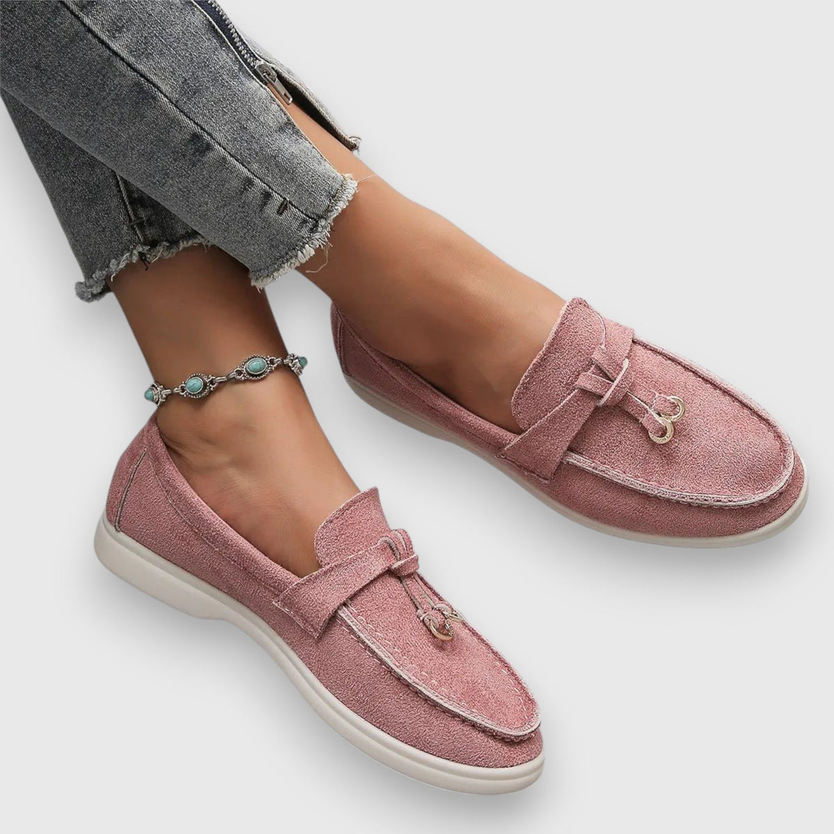 Suede Look Bead Tassel Slip On Loafers 3