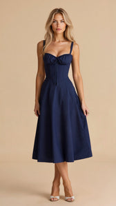 Floral Sweetheart Corset High Split Midi Dress 15
